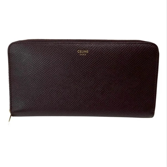 CELINE- ZIP WALLET in deep burgundy calfskin - Picture 1 of 12